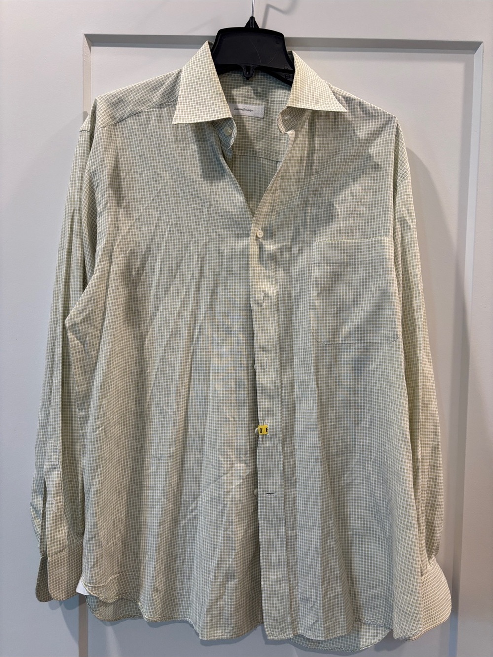 Ermenegildo Zegna Light Green Micro-Check Dress Shirt